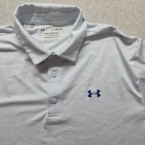 Under Armour Playoff Polo Mens XL Light Blue Short Sleeve Golf Shirt Loose Fit